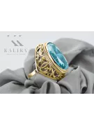 Aquamarine 14K Yellow gold Ring Vintage craft vrc184y